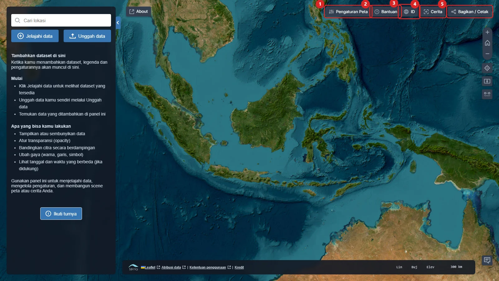 Kontrol bilah atas Piksel Map